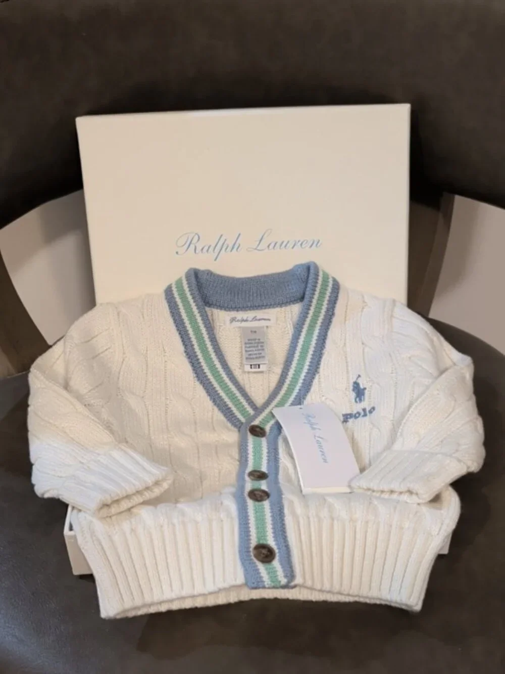 Ralph Lauren Baby Boys Cotton Cricket Cardigan ready for Gifting  New with Tags